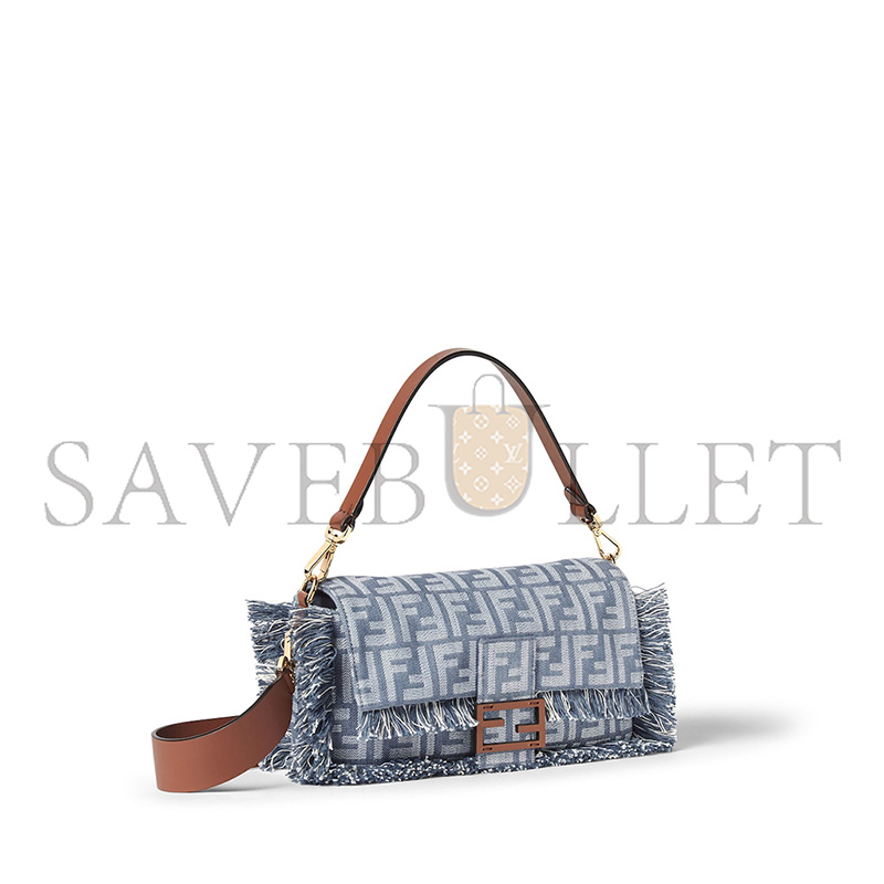 FENDI BAGUETTE BLUE DENIM EFFECT FF JACQUARD BAG 8BR600AUT4F1SXQ (27*15*6cm) FENDI BAGUETTE BLUE DENIM EFFECT FF JACQUARD BAG 8BR600AUT4F1SXQ (27*15*6cm)